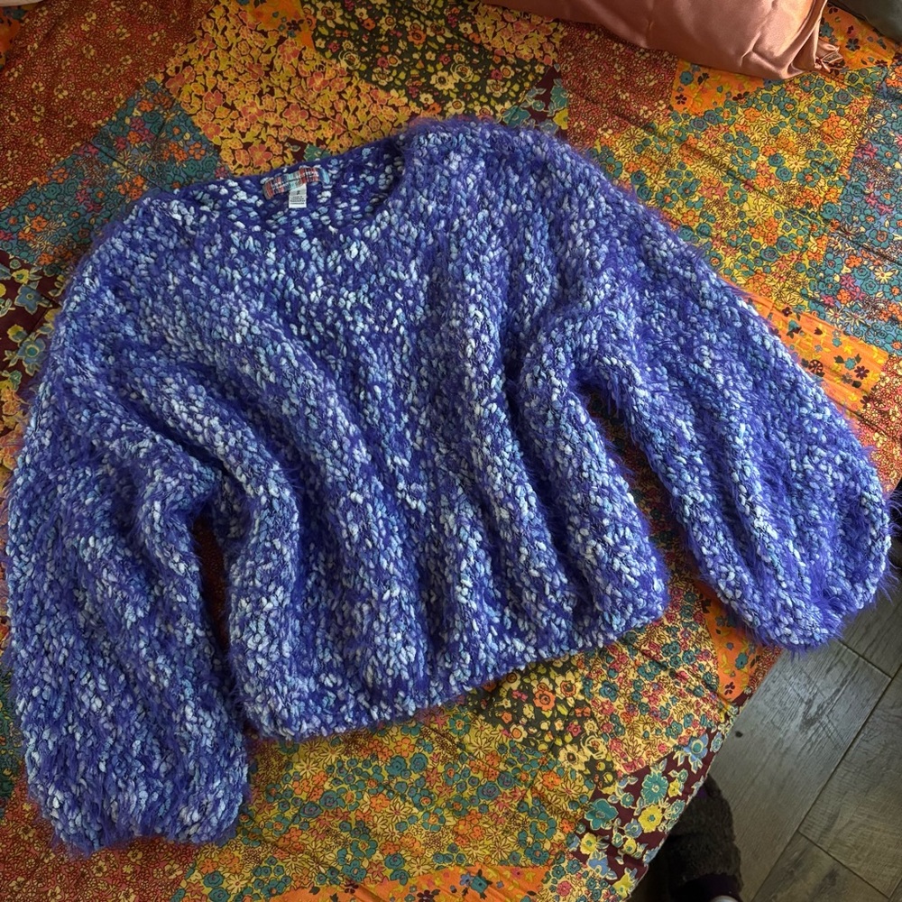 Urban Outfitters purple blue and white fuzzy sweater